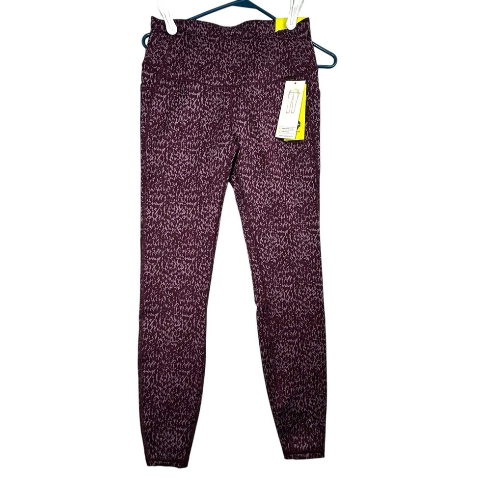 All In‎ Motion Womens Purple Activewear High Rise Stretch w Pockets Leggings XS